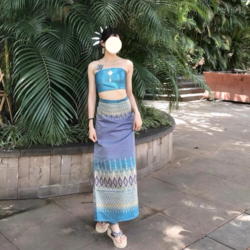 Batik Sarong Wrap - 女性のタイの伝統衣装 2 セット タイドレス 民族衣装 ダイドレス