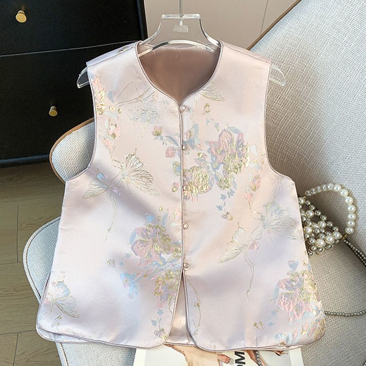 Ethnic Fashion Trends 2025 - 新中華風ベスト 高級感2025年新作 春秋アウター おしゃれなアンチエイジング エスニック風ボタンデザイン