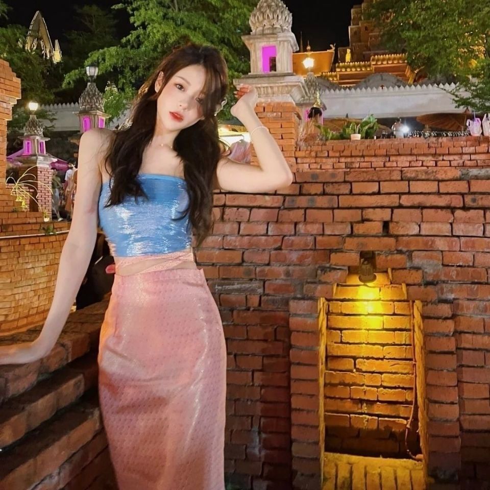 Batik Sarong Wrap - タイ民族衣装 エスニックコスチューム タイ ミャンマー 女性 ダイ族服セット
