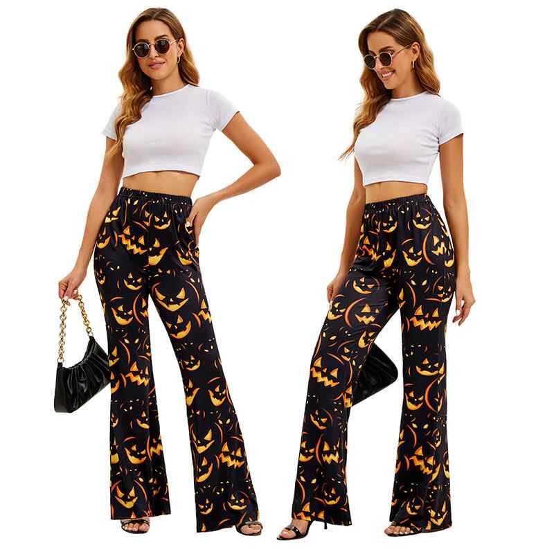 Ethnic Wear Fashion Brand - ハロウィン バット パンプキン柄 レディースパンツ エスニックコスチューム ステージウェア