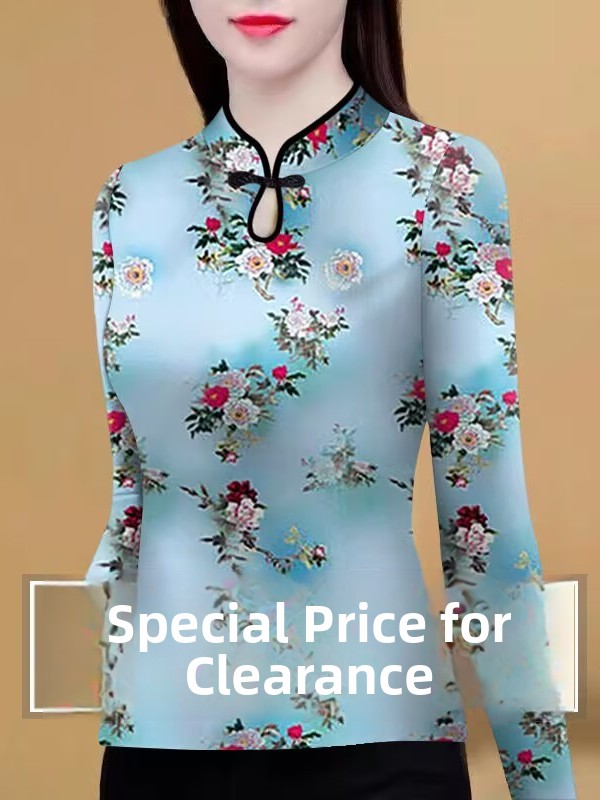 Ethnic Wear In Fashion - ファッショナブルなプリントベースシャツ女性用スリムフィットインナーウェアTシャツドロップショルダーネックデザインエスニックスタイル花柄