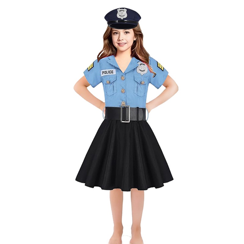 ハロウィン子供用警察官スーツ女の子用ワンピースコスチュームポ - Ethnic Wear In Fashion のレビューと価格