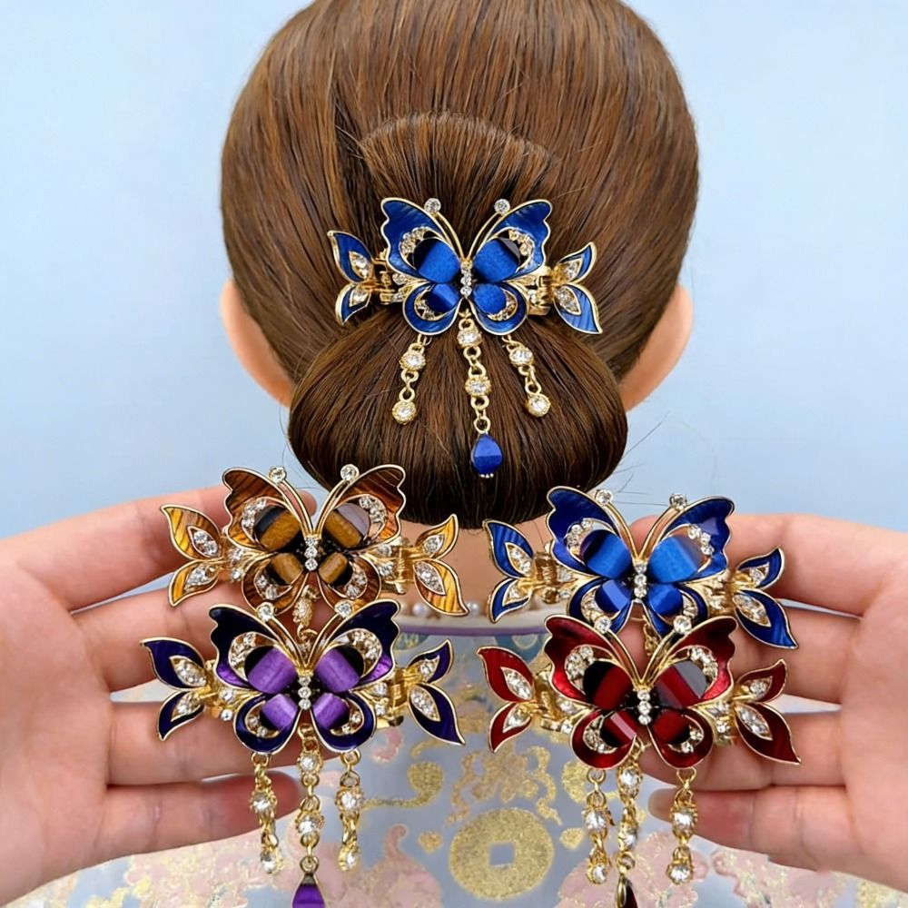 エレガントなデザインのラインストーン蝶ヘアピンタッセル装飾エ - Ethnic Fashion Design のレビューと価格