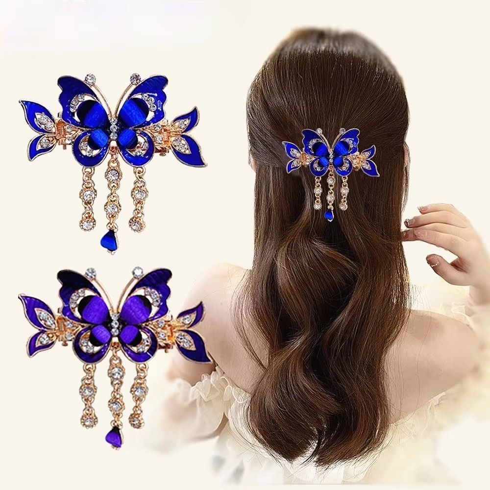 エレガントなデザインのラインストーン蝶ヘアピンタッセル装飾エ - Ethnic Fashion Design のレビューと価格