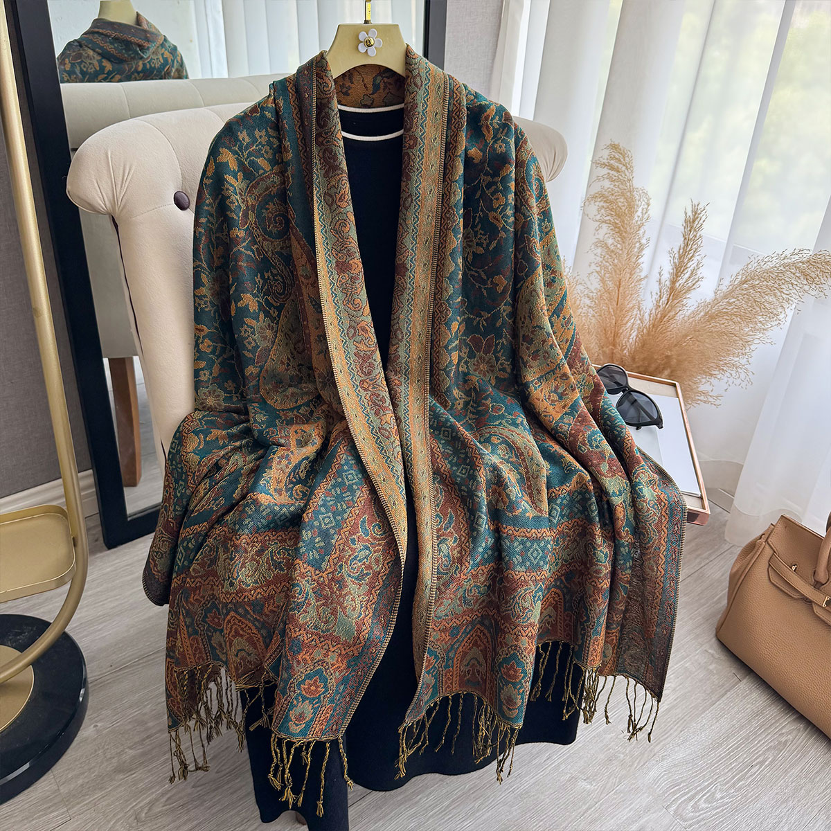 2025 タッセルブランケットデザイン エスニック風 厚手パ - Ethnic Fashion Design のレビューと価格