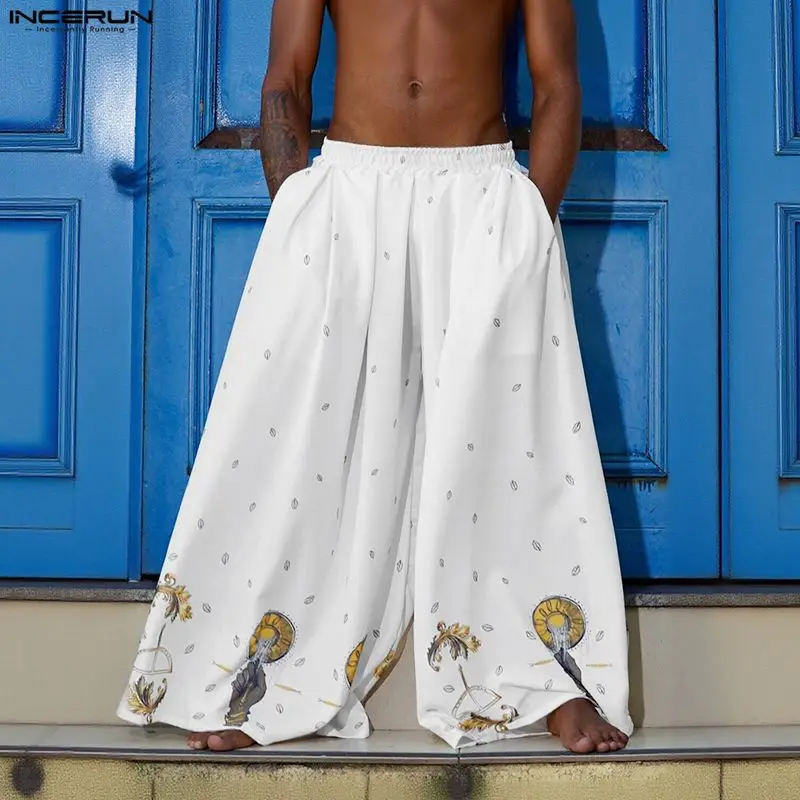 INCERUN 男性ワイドレッグパンツ印刷エスニックスタイル - Ethnic Fashion Men のレビューと価格