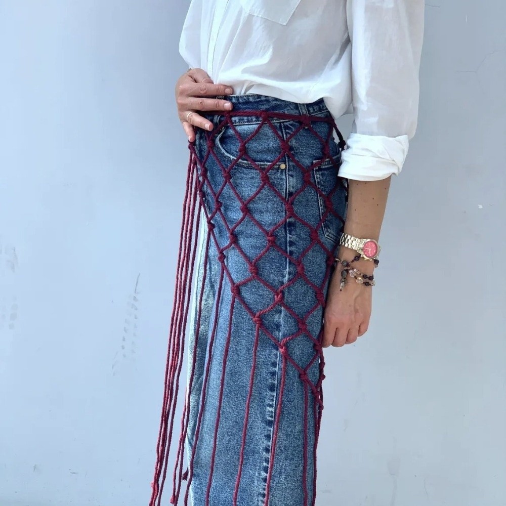 ボヘミアン風ネットフリンジスカーフショール装飾タッセルエスニ - Ethnic Fashion Design のレビューと価格