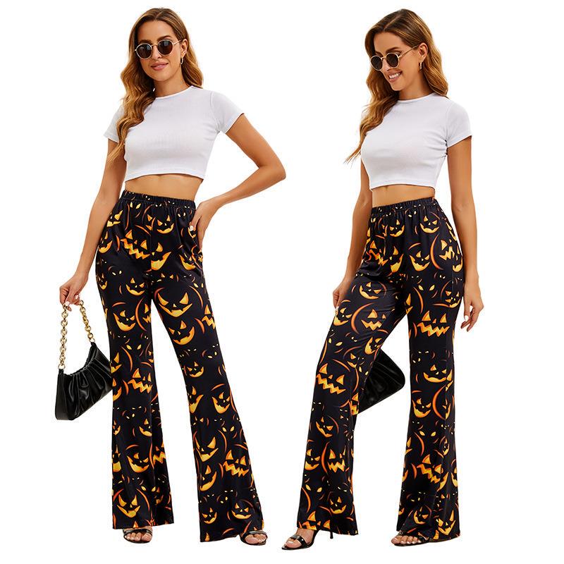 ハロウィン バット パンプキン プリント レディース パンツ - Ethnic Wear Fashion Brand のレビューと価格