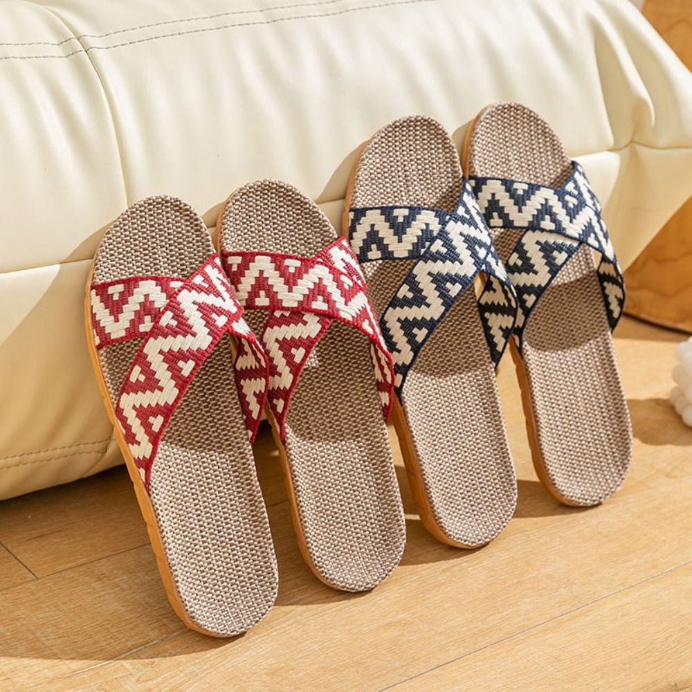 ファッションエスニックスタイルリネンクロススリッパ亜麻ソフト - Ethnic Fashion Men のレビューと価格